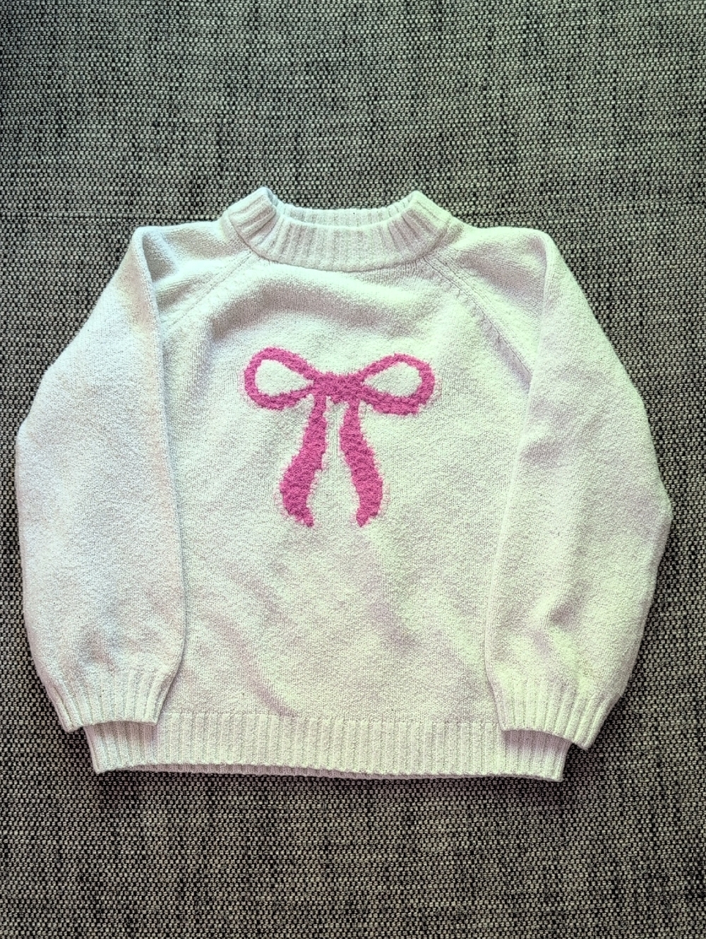 Tucker + Tate Cream Sweater with Pink Bow Motif